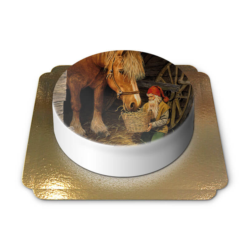 Kerstmiskabouter voert paard - Jan Bergerlind
