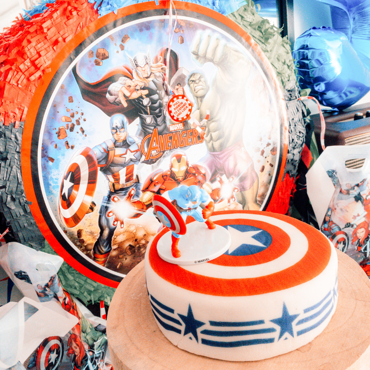 Captain America® op beschermschild taart