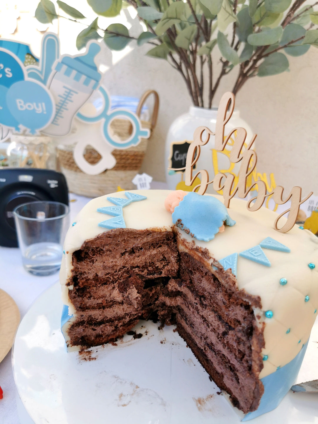 Blauwe Babyshower-taart - dubbele hoogte