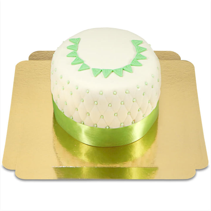 Happy Birthday luxe taart groen -  dubbele hoogte