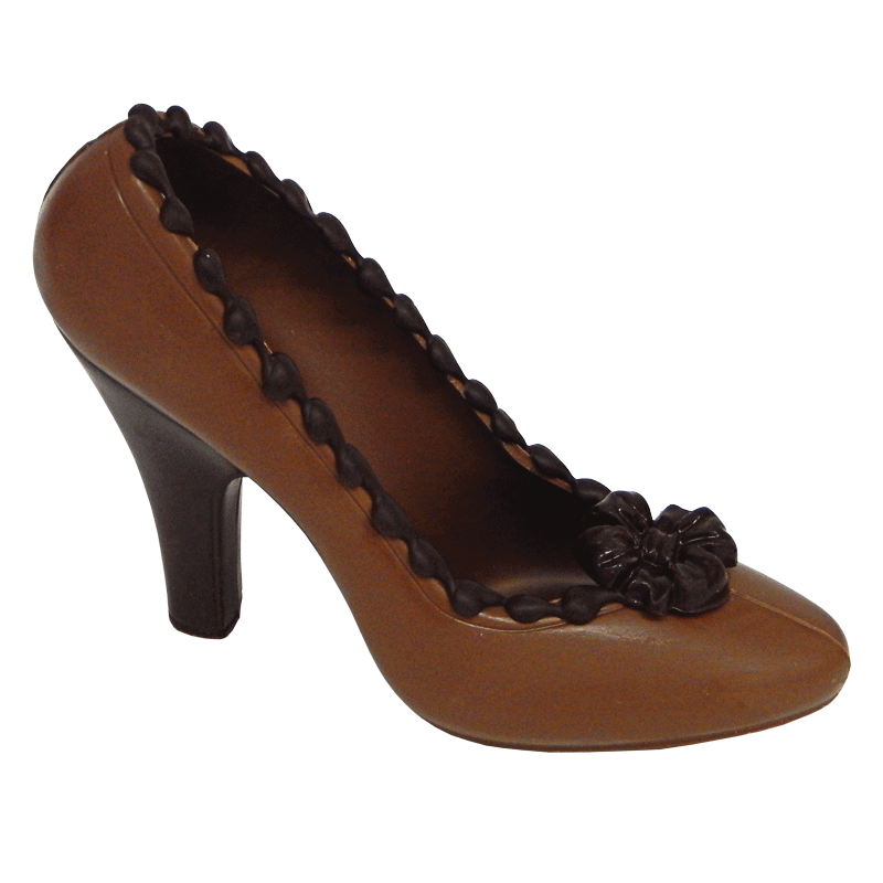 Bruine chocolade schoen met zwarte highlights