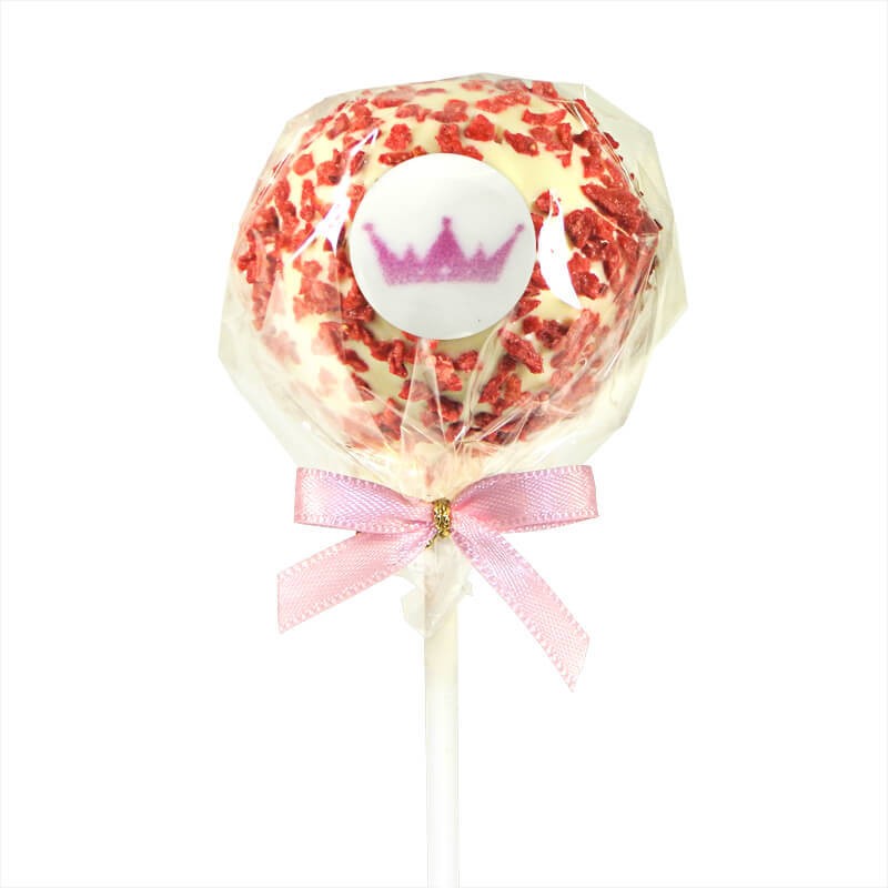 12 Cake-pops met Sinaasappel- & Aardbeicrisp en logo