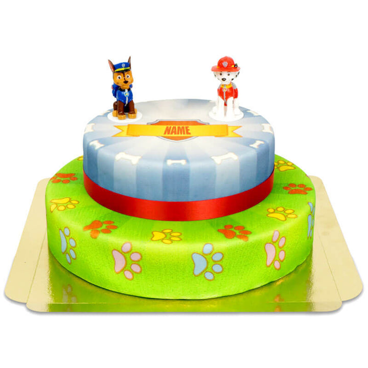 Chase en Marshall van PAW Patrol® op taart met twee verdiepingen