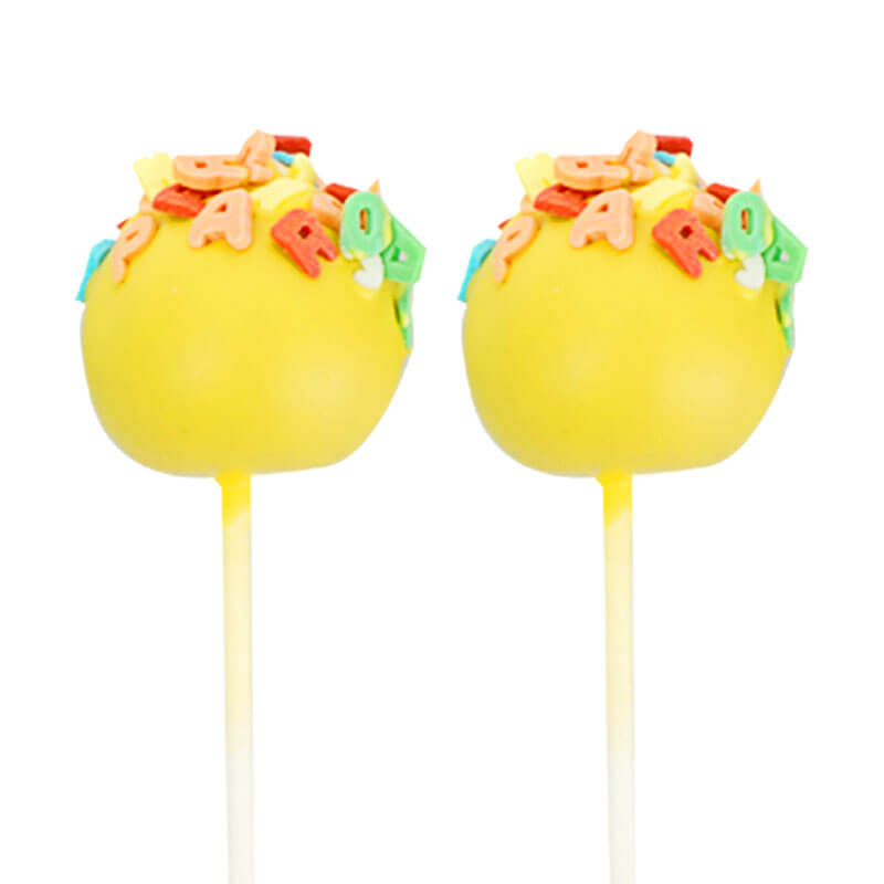 Gele Cake-Pops met letters (12 Stuks)