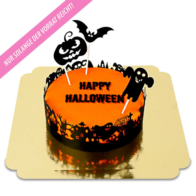 Happy Halloween-taart met taarttopper en banderol