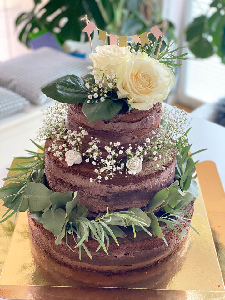 Chocolade naked cake, Bruidstaart