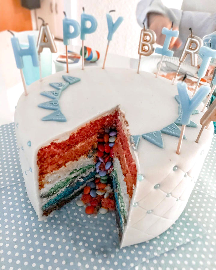 Happy birthday luxe taart blauw - Dubbele hoogte