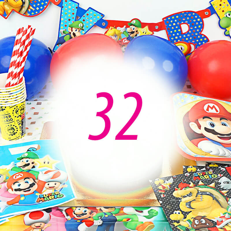 Super Mario® Partyset voor 32 personen - zonder taart