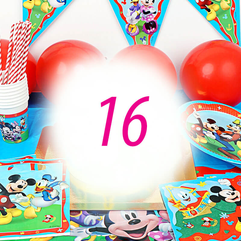 Mickey Mouse® Partyset voor 16 personen - zonder taart