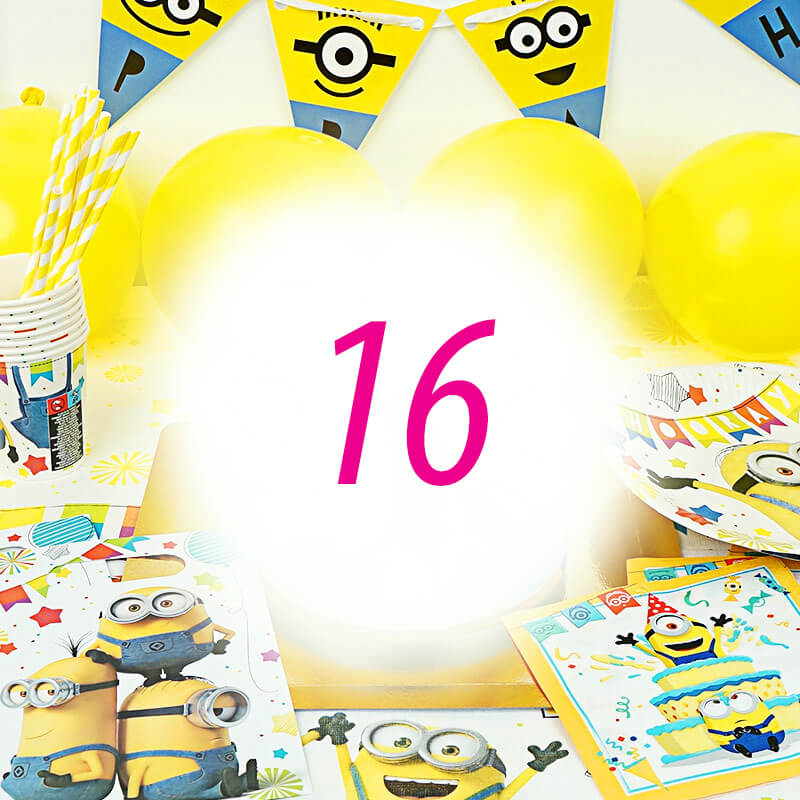 Partyset Minions® voor 16 kinderen - alleen decoratie, zonder taart