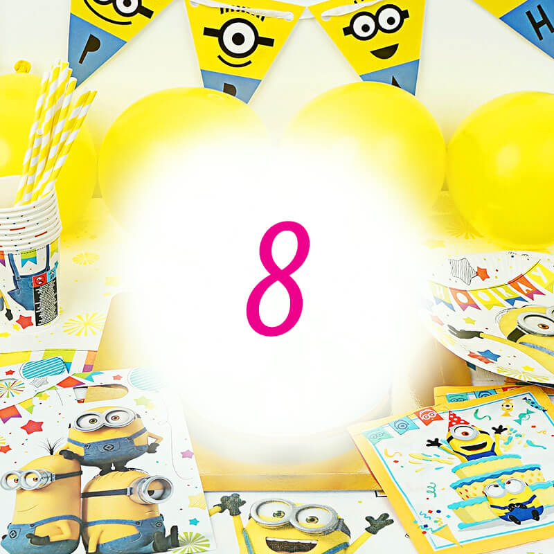 Partyset Minions® voor 8 kinderen - alleen decoratie, zonder taart