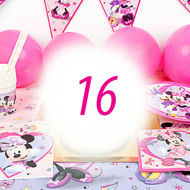 Partyset Minnie Mouse® voor 16 Personen - zonder taart