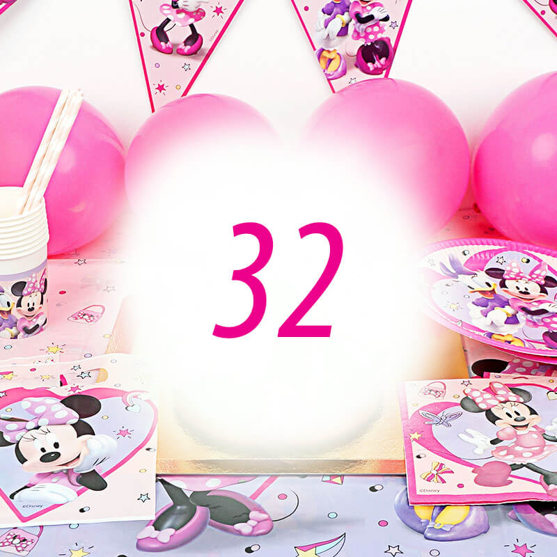 Partyset Minnie Mouse® voor 32 Personen - zonder taart