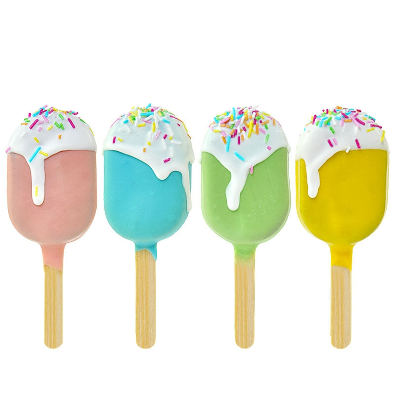 Cakepop ijsjes met gekleurde chocolade (10 stuks)