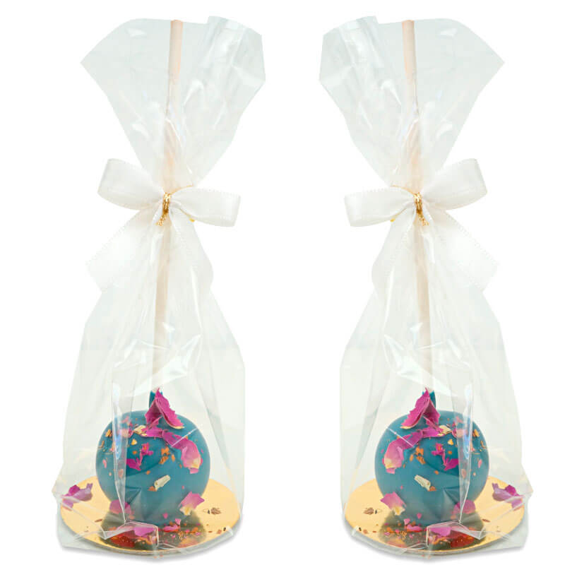 Blauwe deluxe cake pops met rozenblaadjes (10 stuks)