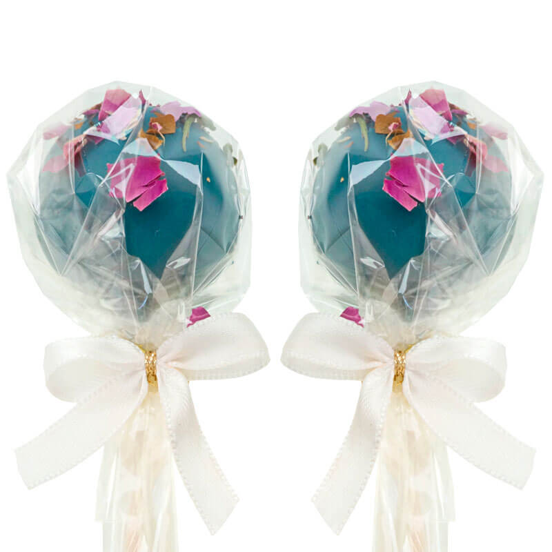 Blauwe cake pops met rozenblaadjes (12 stuks)