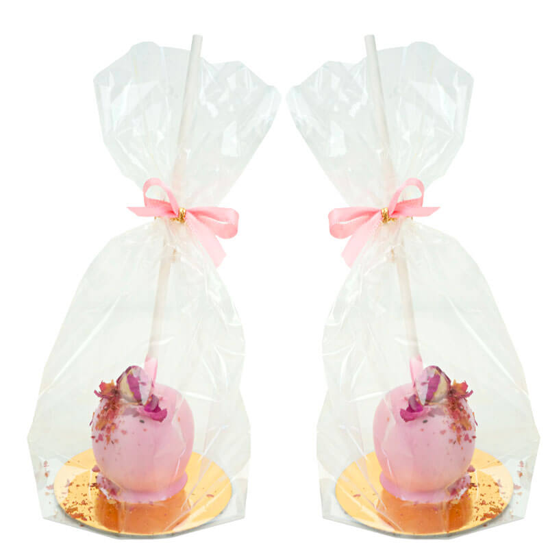 Roze deluxe cake pops met rozenblaadjes (10 stuks)