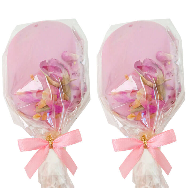 Roze cake pop ijsjes met rozenblaadjes (10 stuks)