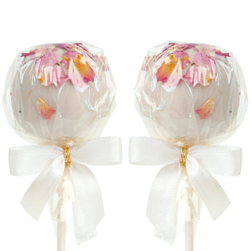 Witte Cake Pops met Rozenblaadjes (12 stuks)