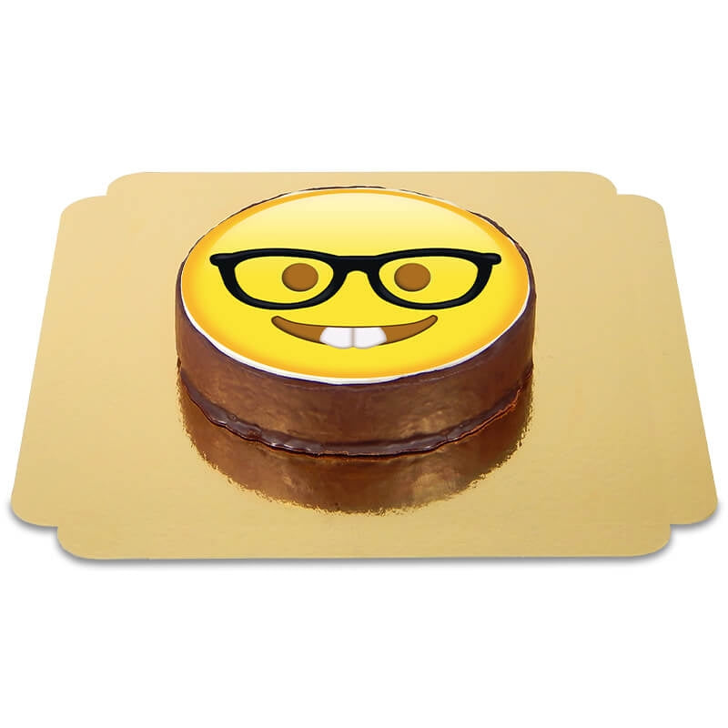 Emoticon sachertaart: nerd