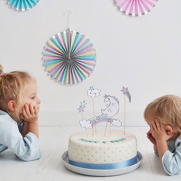 Happy birthday luxe taart blauw - Dubbele hoogte