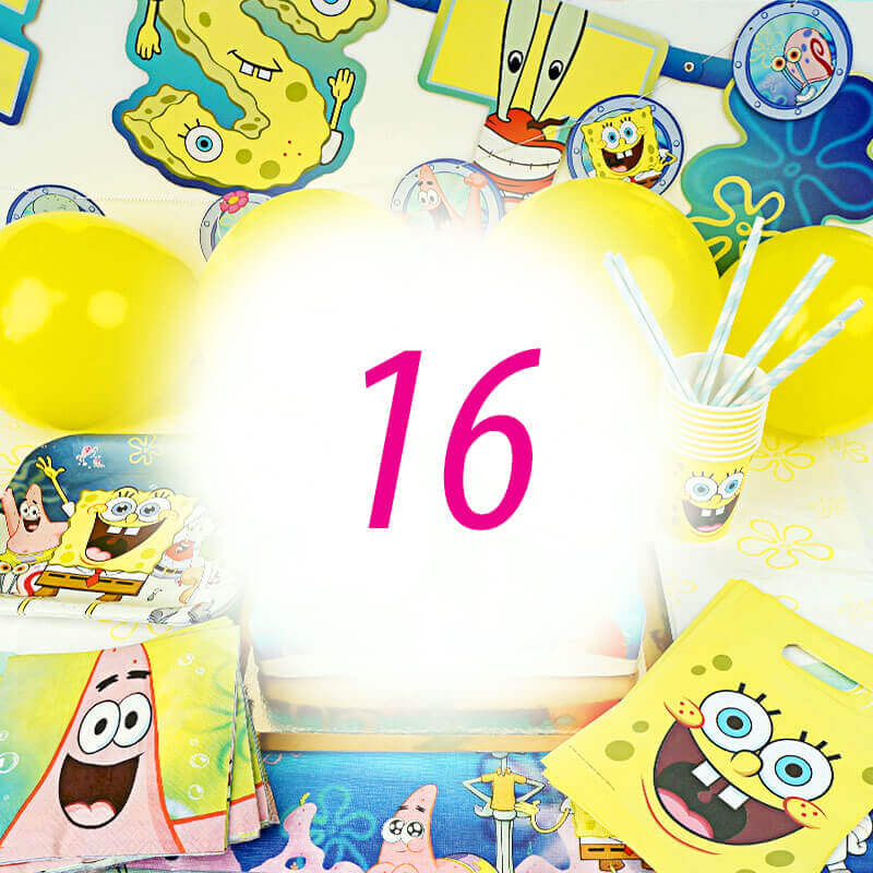 Spongebob® feestset voor 16 personen - zonder taart