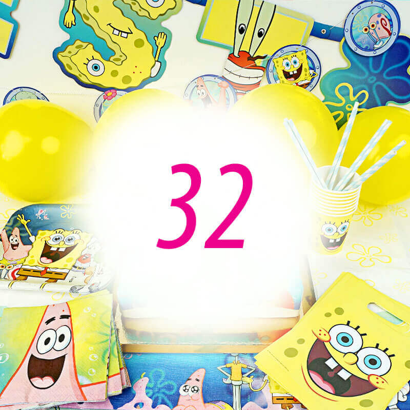 Spongebob® feestset voor 32 personen - zonder taart