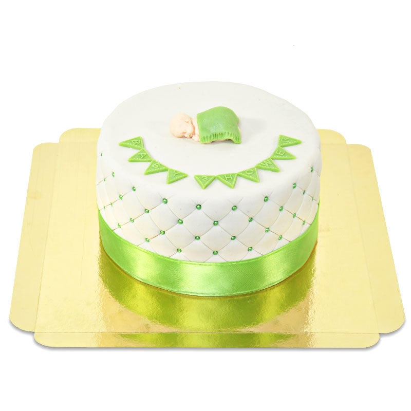 Groene Babyshower-taart - dubbele hoogte