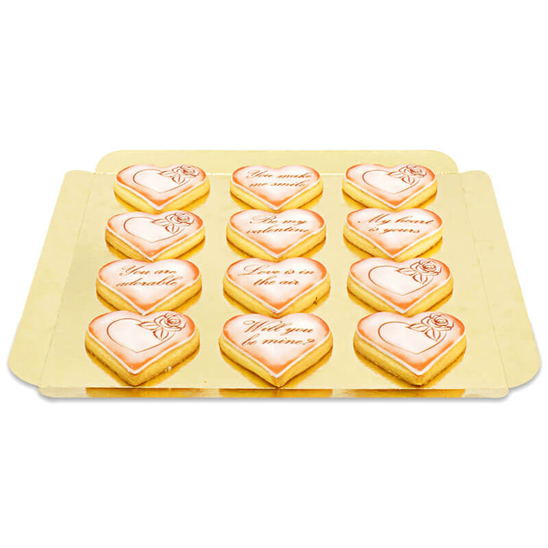 Valentijnsdag koekjes met liefdesboodschap - Rood (12 stuks)