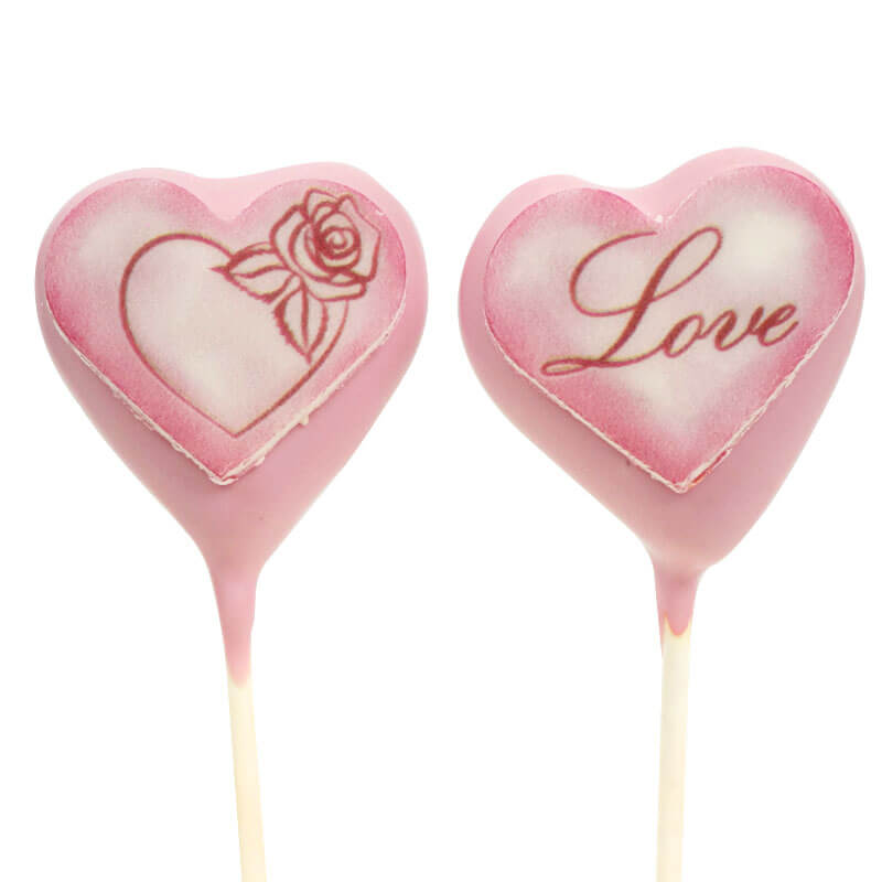 Valentijnsdag hartvormige Cake Pops Roze (12 Stuks)