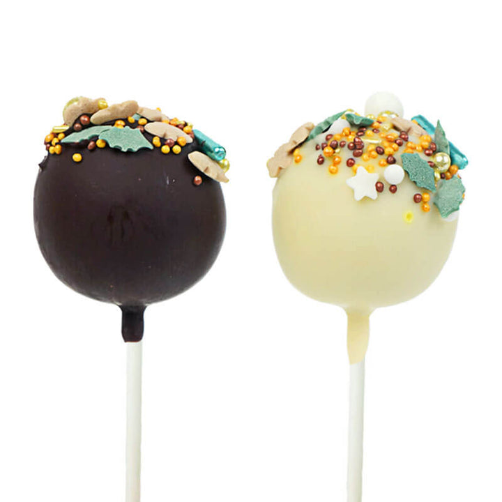 Kerst cake pops met goudgroene sprinkles (12 stuks)