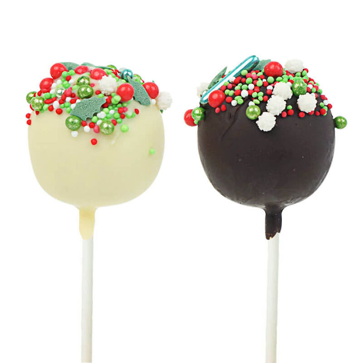 Kerst cake pops met rode en groene sprinkles (12 stuks)